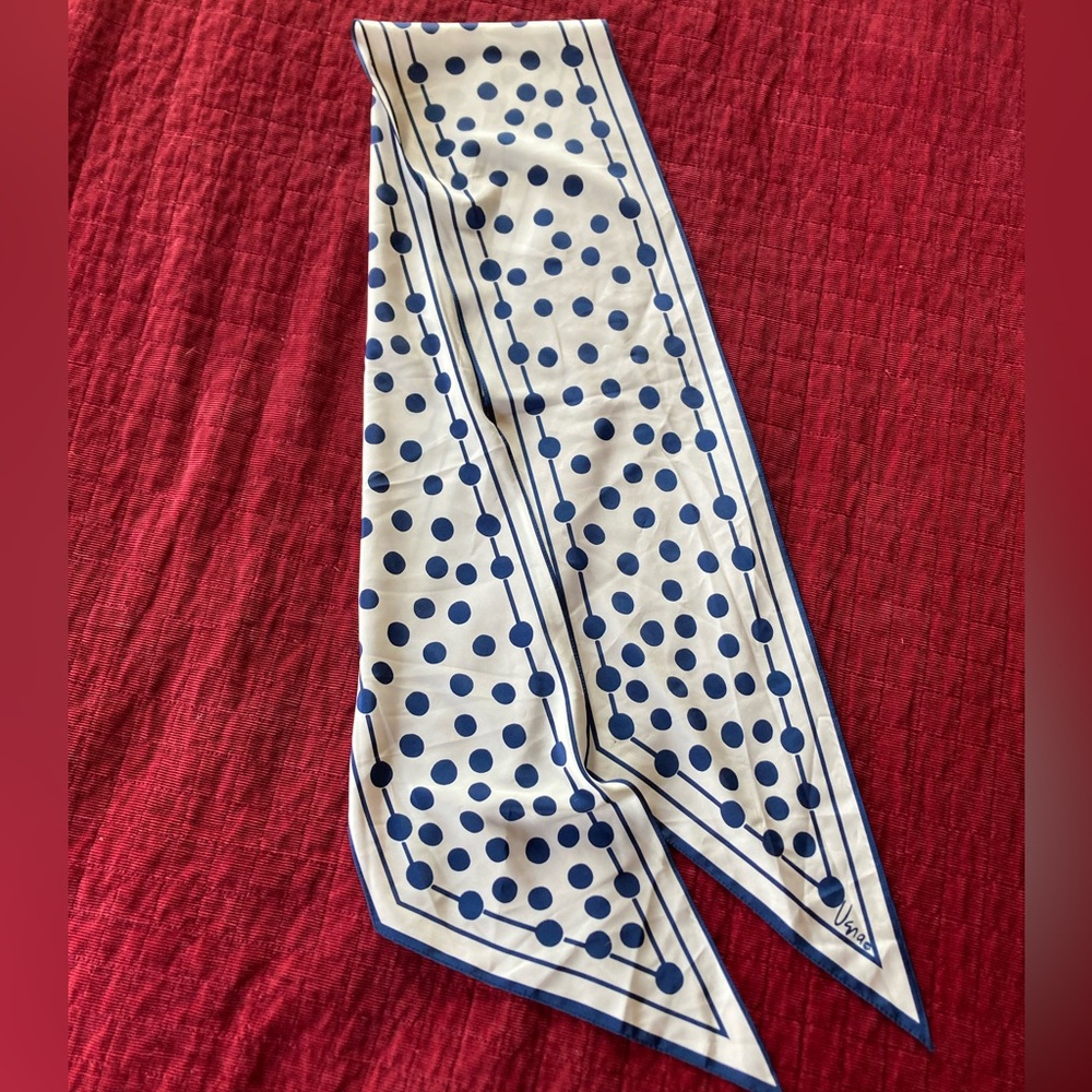 Polka Dot Navy & White Silk Scarf Wrap